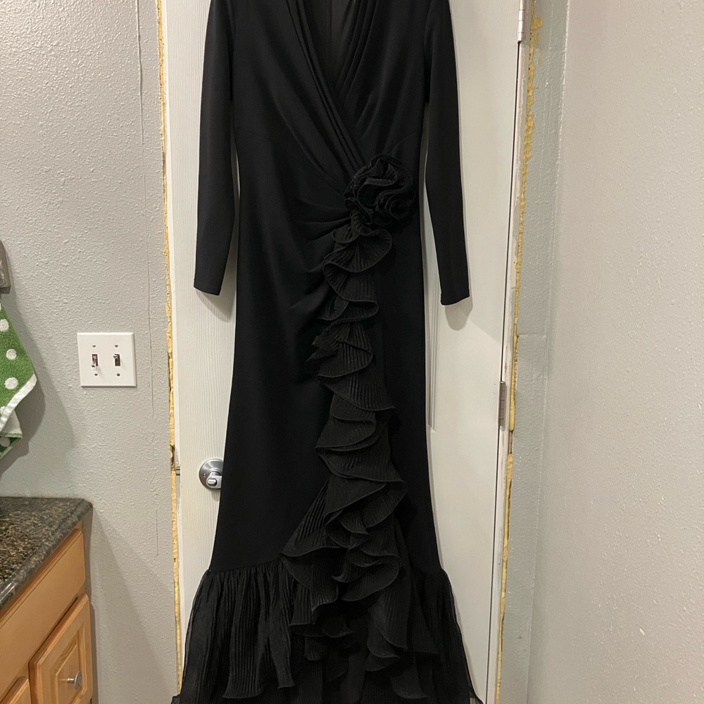Tadashi Shoji Malone Black Ruffled Dress